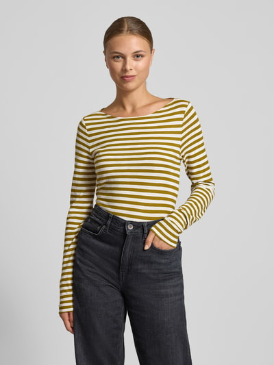 Marc O'Polo Slim Fit Langarmshirt aus reiner Baumwolle Hellgruen 4