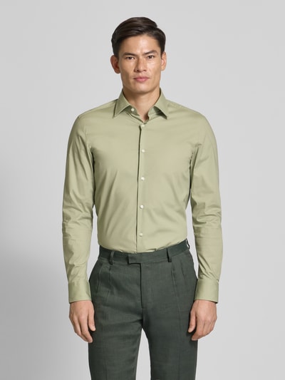 BOSS Slim fit zakelijk overhemd van katoenmix Groen - 4