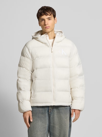 Calvin Klein Jeans Regular fit gewatteerd jack met logoprint, model 'Monogram' Offwhite - 4