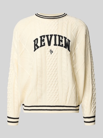 REVIEW Strickpullover mit Label-Stitching Ecru 2
