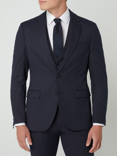 MCNEAL Slim Fit Sakko Flex Suit mit Webmuster  Marineblau 4