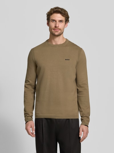 BOSS Green Regular fit pullover van pure katoen model 'KN_Ever-X' Zand - 4