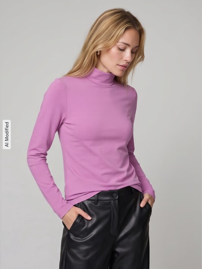 Marc O'Polo DENIM Regular Fit Langarmshirt aus Baumwoll-Mix Fuchsia 4