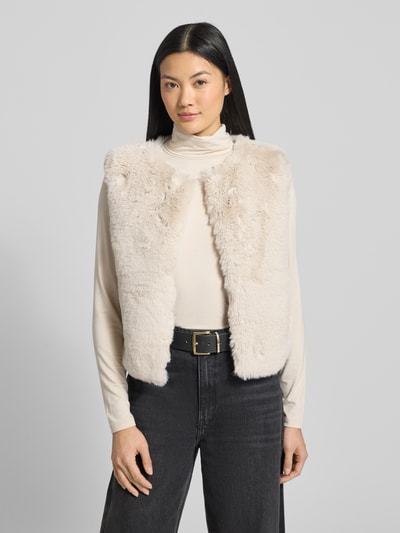 Milano Italy Gilet van imitatiebont met ronde hals Offwhite - 4