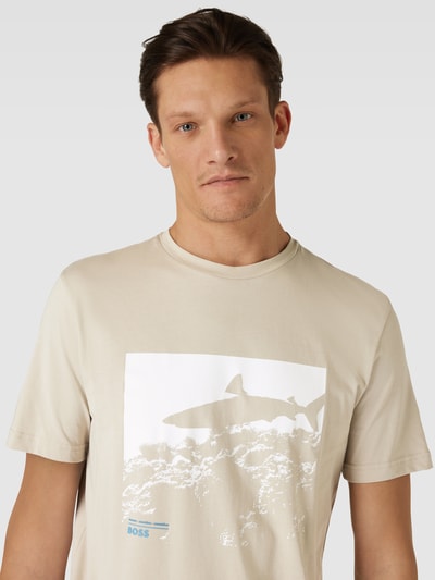 BOSS Orange T-shirt met motiefprint Zand - 3