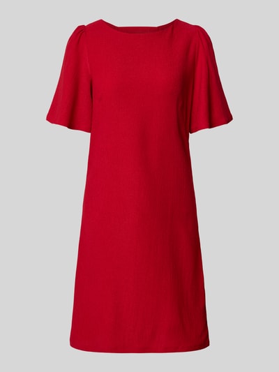 Produktfoto, Knielanges Kleid mit Rundhalsausschnitt von Zero, roter Material-Mix mit Stretch-Anteil, gerader Schnitt, glatte Textur