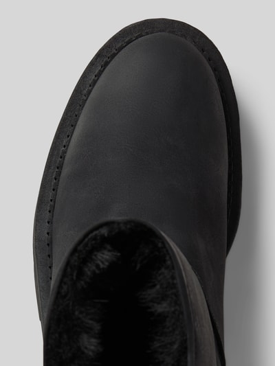 Produktfoto, Chelsea Boots In Nubukleder-Optik von Tamaris in Optik: Unifarben, Schuhspitze rund, Sohle profiliert, Label-Prägung, Logo-Detail, Verschluss: Reißverschluss, Blockabsatz, Nubuklederoptik, glatte und matte Textur.