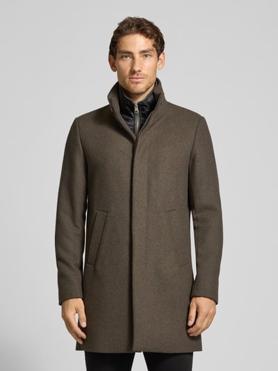 Matinique Regular fit lange jas van katoenmix met viscose Middenbruin - 4