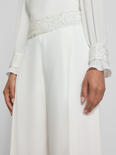 Marc Cain Wide Fit Hose mit Perlen und seitlichem Reißverschluss Weiss 3