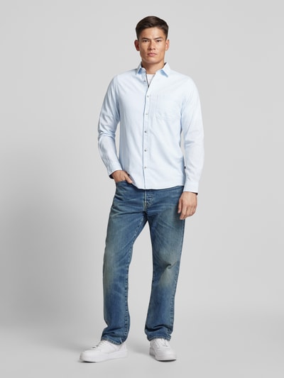 Tom Tailor Regular Fit Hemd mit Strukturmuster aus reiner Baumwolle Hellblau 1