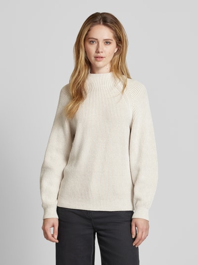 Tom Tailor Loose Fit Strickpullover mit gestreiftem Ripp-Muster Beige 4