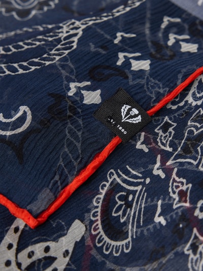 Produktfoto, Seidentuch aus reiner Seide in semitransparentem Design von FRAAS, Allover-Paisley-Print, blaue Töne, rechteckig, feine Textur