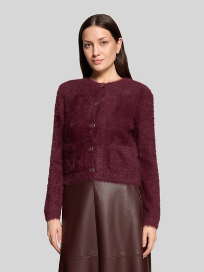 ROBE LÉGÈRE Regular fit gebreid jack van katoenmix Bordeaux - 4