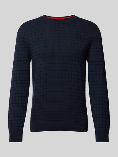 HUGO Strickpullover mit Strukturmuster Modell 'Scoult' Marine 2