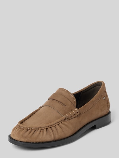 Produktfoto, braune loafersy Loafer aus echtem Rindsleder von Tamaris, schwarze Sohle, glatte Struktur, Damen Loafer von Tamaris