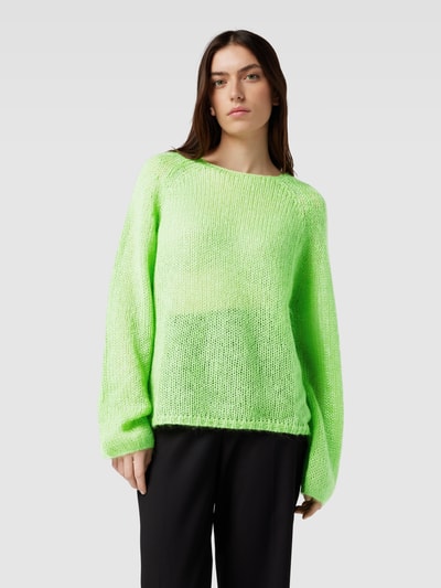 (The Mercer) N.Y. Gebreide pullover van mohairmix in effen design Lichtgroen - 4