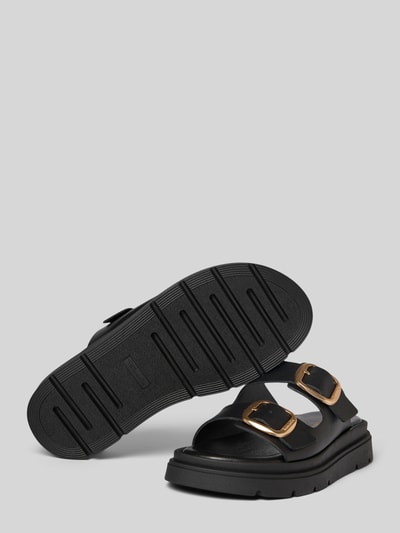 Tamaris Slippers van leer met doornsluiting Zwart - 4