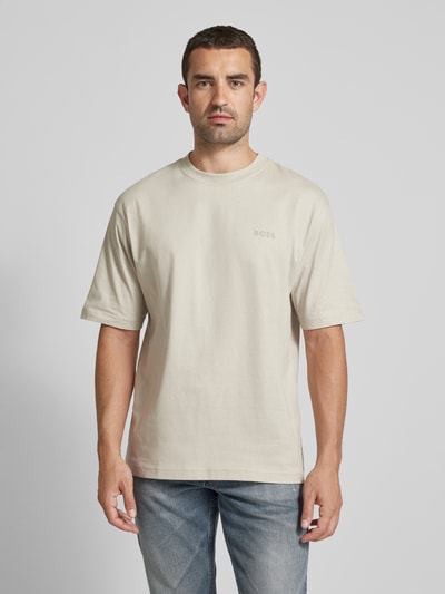 BOSS Orange Relaxed fit T-shirt met labelprint Beige - 4