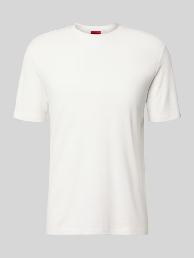 Produktfoto, Regular Fit T-Shirt aus Lyocell-Leinen-Mix Modell 'DULEROSTEE' von HUGO in Weiß, unifarben, feine Textur, Rundhals, kurzarm