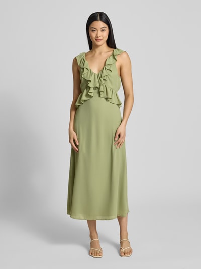 Vila Midikleid mit Volants Modell 'ELKE' Schilf 4