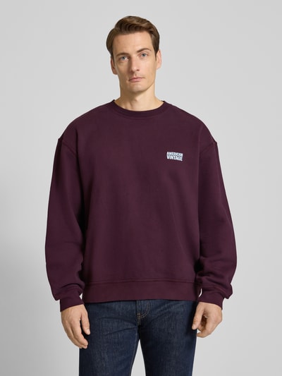 American Vintage Sweatshirt met labelstitching, model 'Tye' Bordeaux - 4
