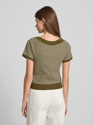 Zero T-Shirt in Ripp-Optik mit Rundhalsausschnitt Khaki 5