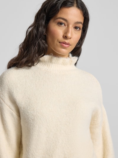 Zero Gebreide pullover met opstaande kraag Ecru - 3