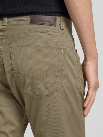 Pierre Cardin Tapered fit chino met structuurmotief, model 'Lyon' Olijfgroen - 3