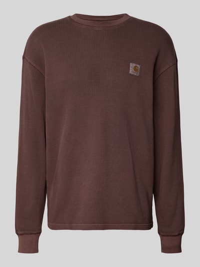 Carhartt Work In Progress Bluzka z długim rękawem, fakturowanym wzorem i okrągłym dekoltem Ciemnoczerwony 2