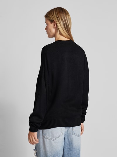 Review Oversized gebreide pullover met ronde hals Zwart - 5