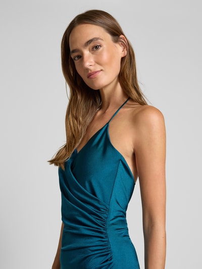 Jake*s Cocktail Abendkleid mit gekreuzten Trägern und V-Ausschnitt Petrol 3