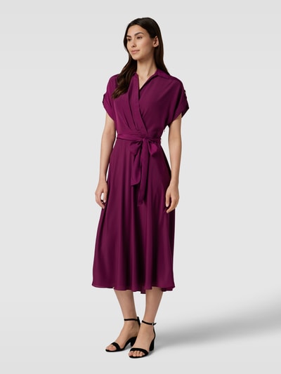 Lauren Ralph Lauren Midi-jurk met strikceintuur, model 'FRATILLIO' Prune - 1