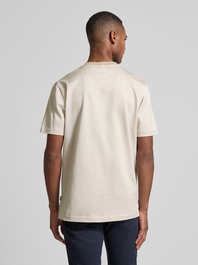 BOSS T-Shirt mit geripptem Rundhalsausschnitt Modell 'Thompson' Beige 5