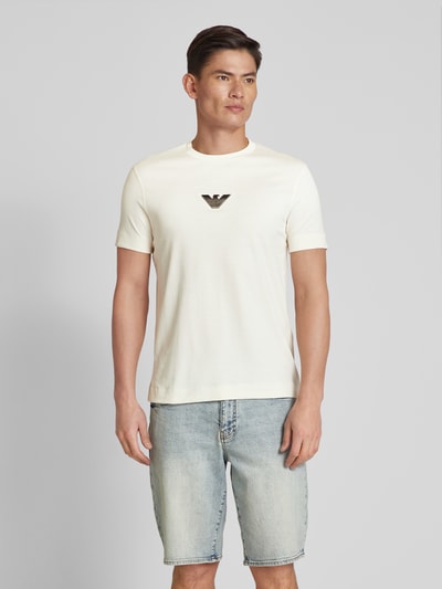 Emporio Armani T-Shirt mit Label-Stitching Offwhite 4