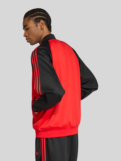 adidas Originals Relaxed Fit Sweatjacke mit Logo-Stitching und Zweiwege-Reißverschluss Rot 4