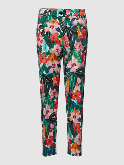 Marc Cain Slim fit stoffen broek met all-over motief, model 'Franca' Rood - 2