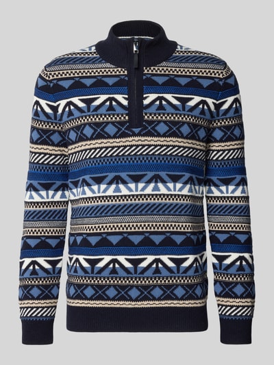 OLYMP Level Five Gebreide pullover met opstaande kraag Marineblauw - 2