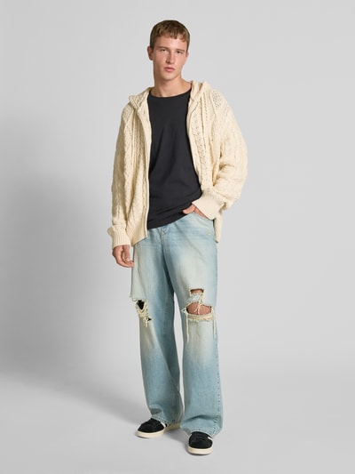 REVIEW Gebreid jack met kabelpatroon Ecru - 1