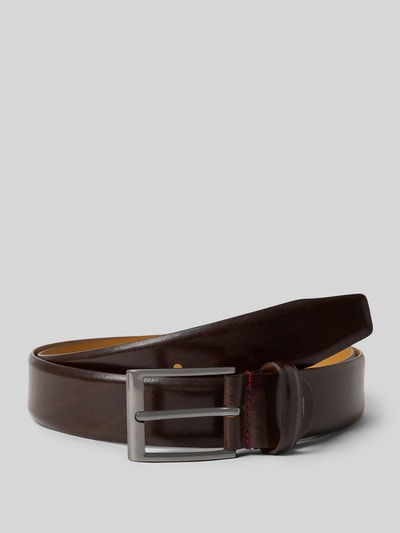 Produktfoto, Gürtel mit Label-Detail van Pierre Cardin, heren leren riem in klassiek bruin met doornsluiting, breedte 125 cm, echt leer.