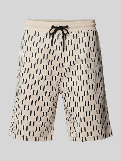 Karl Lagerfeld Regular Fit Sweatshorts mit Allover-Label-Print Beige 2