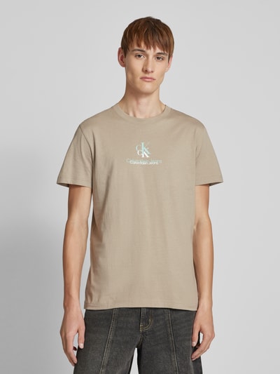 Calvin Klein Jeans T-Shirt mit Label-Print Beige 4
