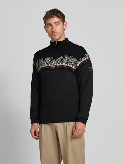 Dale of Norway Wollen pullover met schipperskraag, model 'Moritz' Antraciet - 4