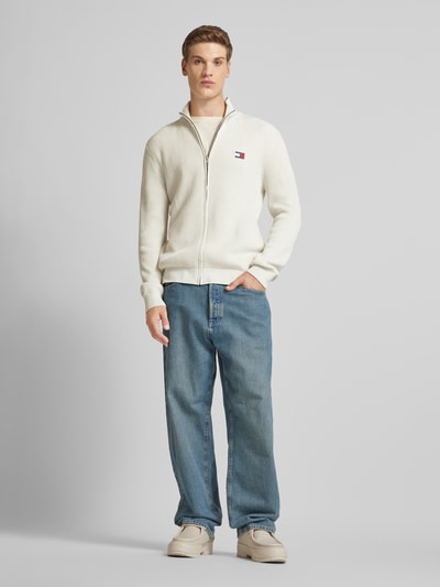 Tommy Jeans Kurtka z dzianiny o kroju slim fit z naszywką z logo Beżowy 1