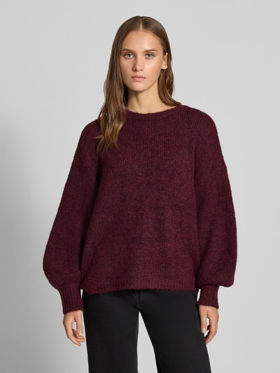ONLY Regular Fit Pullover mit Woll-Anteil Modell 'NELLIE' Bordeaux Melange 4