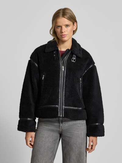 ONLY Kurtka z futerka o kroju regular fit z detalami ze skóry model ‘MICHELLE’ Czarny 4