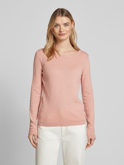 Vero Moda  Strickpullover aus reiner Baumwolle mit Rundhalsausschnitt Modell 'CARE' Hellrosa 4