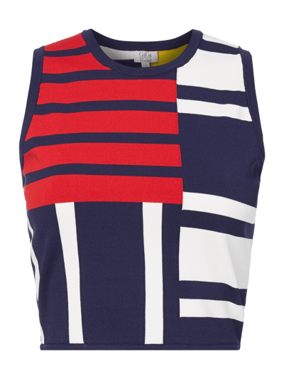 Tommy Hilfiger Viskose Patchwork Top Gigi Hadid Dunkelblau 2