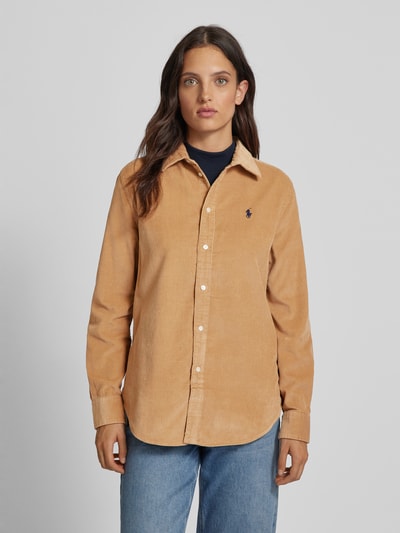 Polo Ralph Lauren Relaxed fit corduroy blouse met logostitching Camel - 4