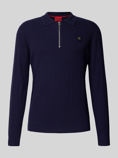 HUGO Regular Fit Strickpullover aus Woll-Mix Modell 'SASTORO' Marine 2