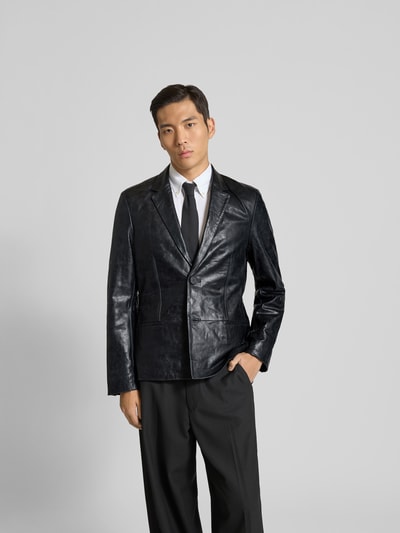 WON HUNDRED Blazer aus echtem Leder mit Reverskragen Black 4
